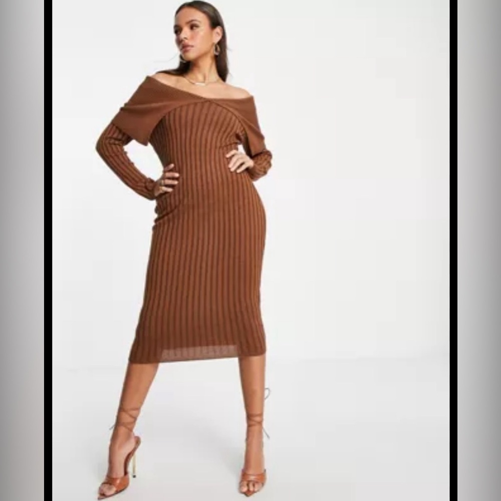 Asos femme lux knitted bardot sweater dress size 10 EUC